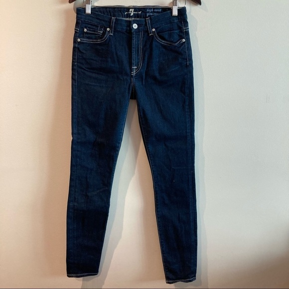 7 FOR ALL MANKIND Sz 28 Gwenevere  Skinny Dark Wash Jeans - Picture 1 of 7